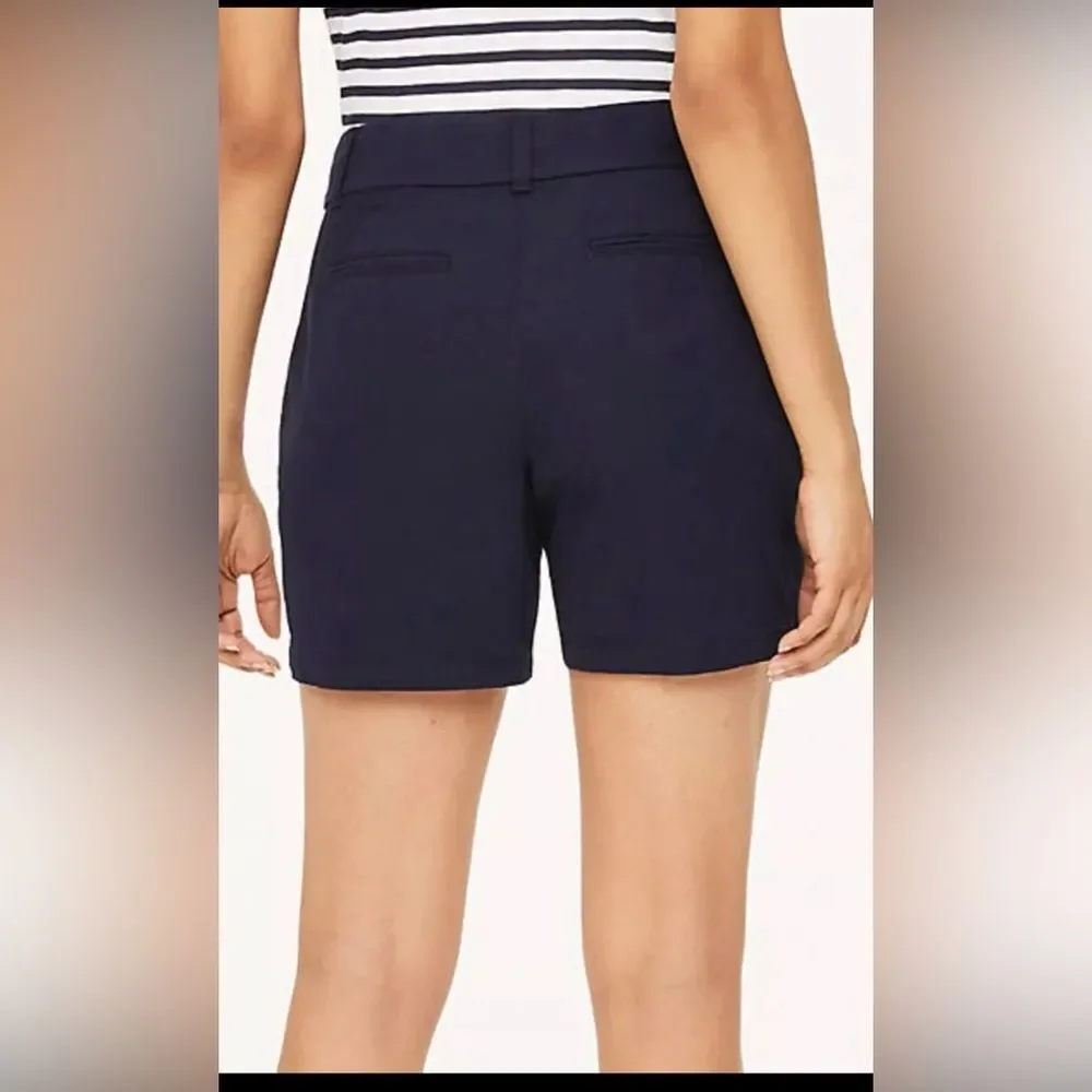 NWT LOFT Navy Blue 6” Mid Waist Shorts Chino Dress Sz 2 Small XS